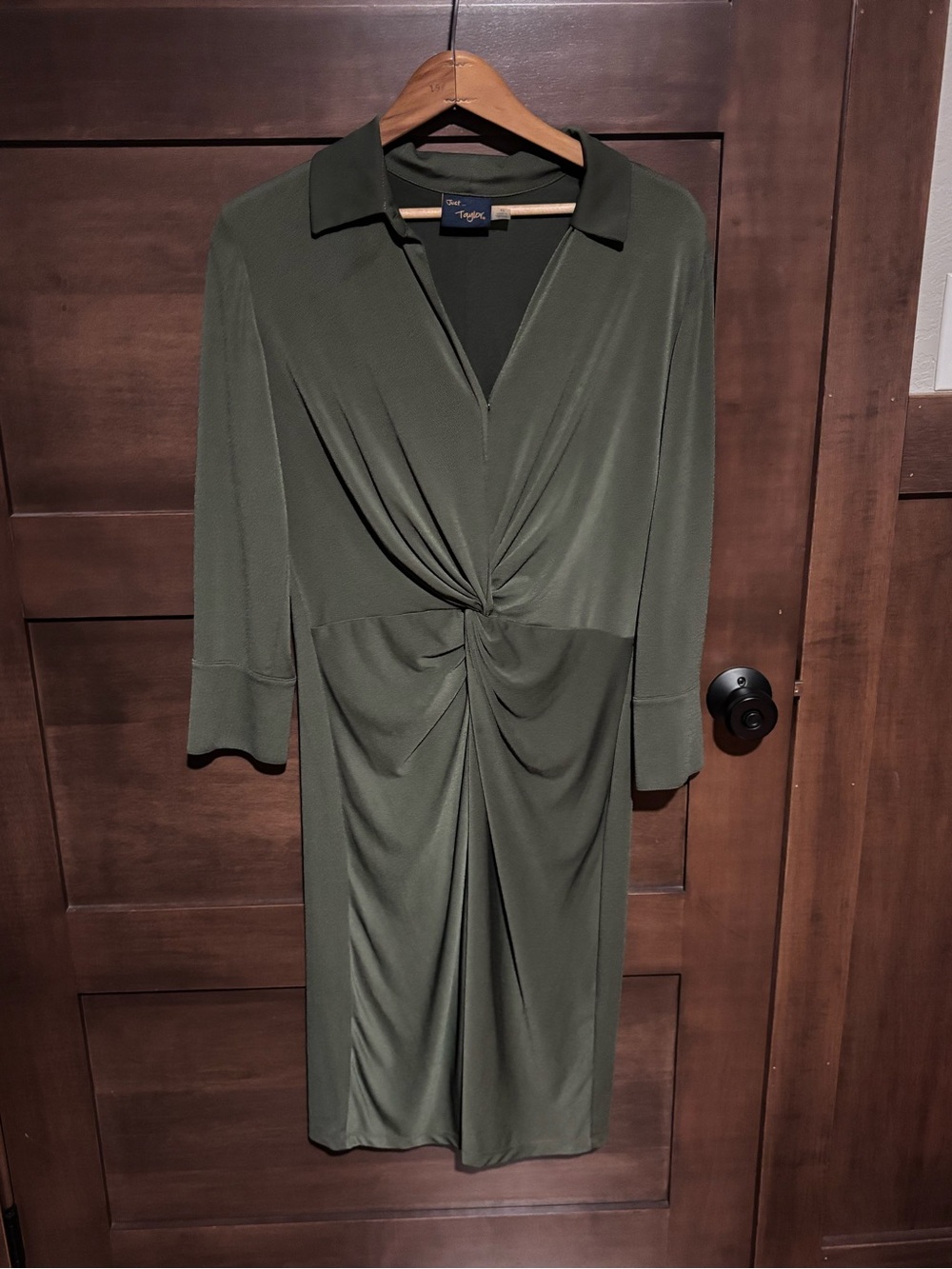 Just…Taylor Olive Twist-Front Midi Dress